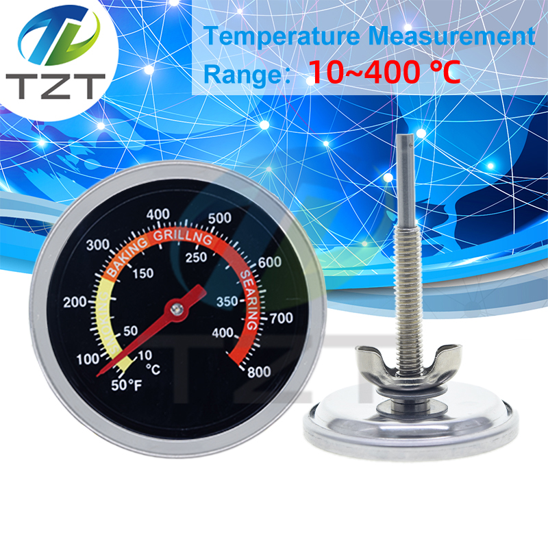 TZT 60mm Stainless Steel Pizza Oven Thermometer Baking Food Meat 10-400 Degrees Celsius Grill Barbecue Stove Thermograph