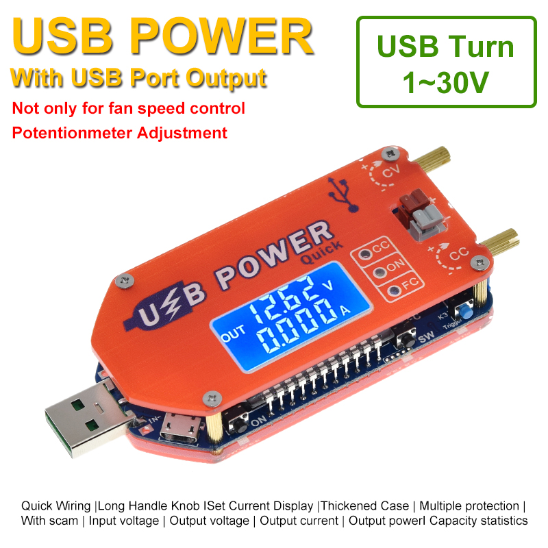 DP3A Digital display USB adjustable power module DC 1-30V 15W QC 2.0 3.0 FCP Quick charge laboratory power supply regulador