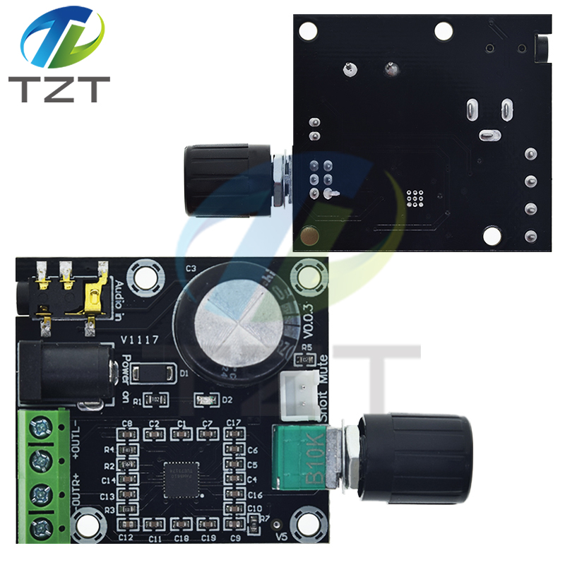TZT Super Slim 2 x 15W PAM8610 Class D Digital Dual Power Audio Amplifier Board 12V  black