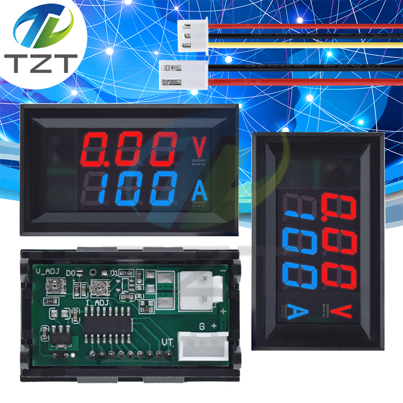 TZT DC 6-120V 50A 100A Voltmeter Ammeter LED Amp voltmeter Digital Volt Meter Gauge voltmeter ampermetr 12V With Shunt