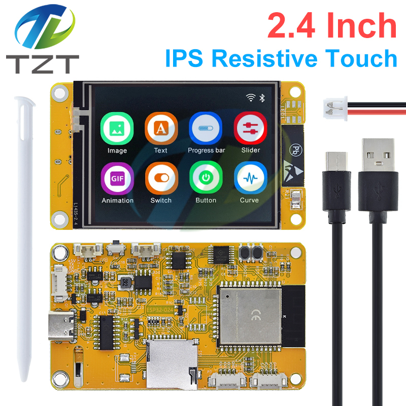 TZT ESP32 LVGL WIFI&Bluetooth Development Board 2.4 inch LCD TFT Module 240*320 Smart Display Screen With Touch WROOM