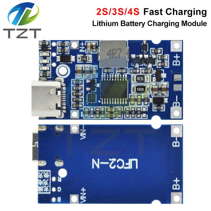 Type-C USB 2S 3S 4S BMS 4.5V-15V 18W 2A Lithium Battery Charging Module Support QC Fast charge with temperature protection