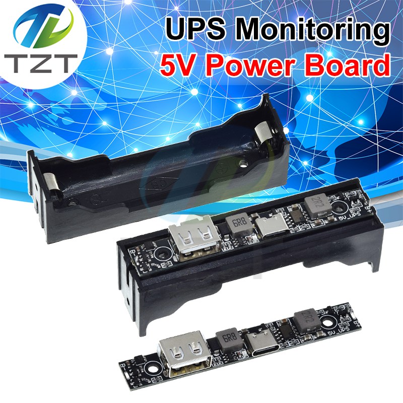 TZT DC 5V 18650 Lithium Battery Charger Board DC-DC Step Up Booster UPS Converter Charging Backup Power Supply
