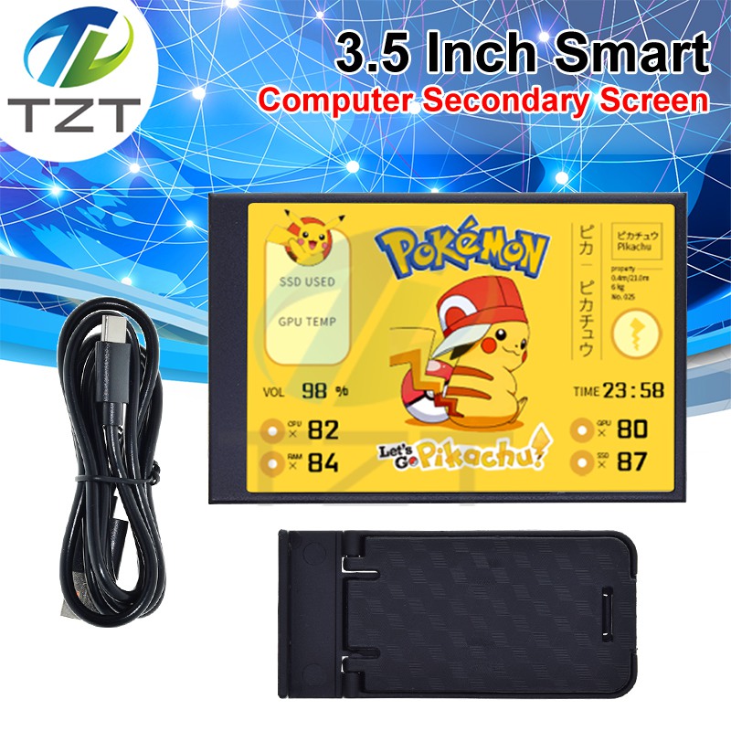 3.5 Inch IPS TYPE-C Secondary Screen Computer CPU GPU RAM HDD MonitorUSB Display For Freely AIDA64 With USB Cable