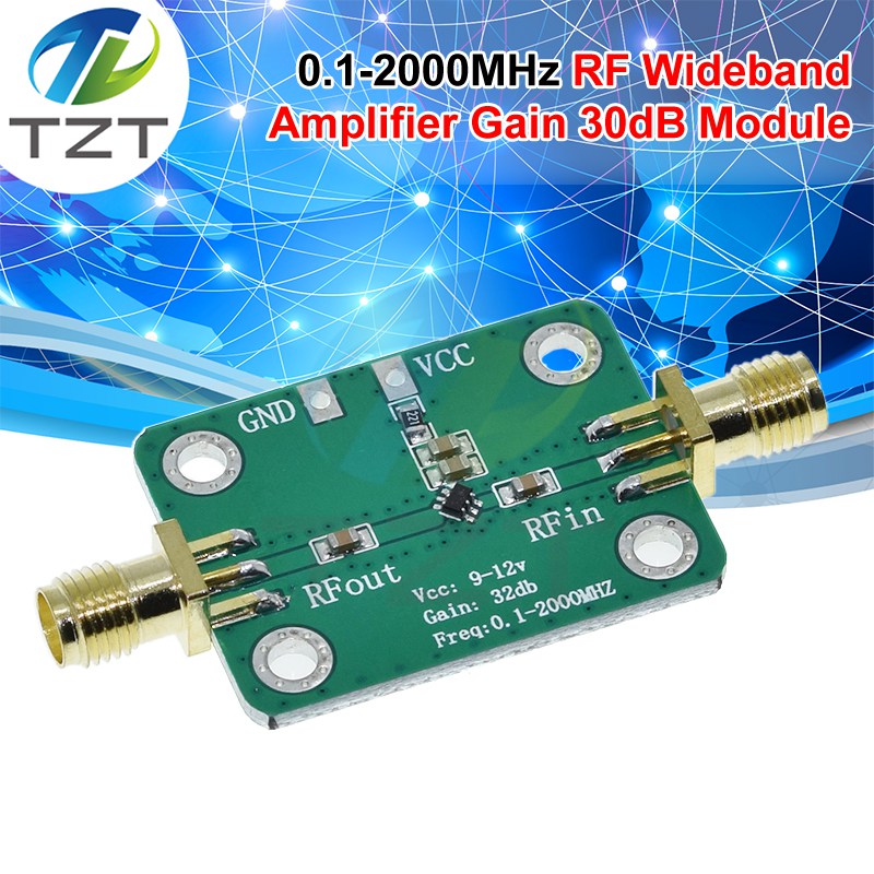 0.1-2000MHz RF Wideband Amplifier Module Gain 30dB Low-Noise Amplifier LNA