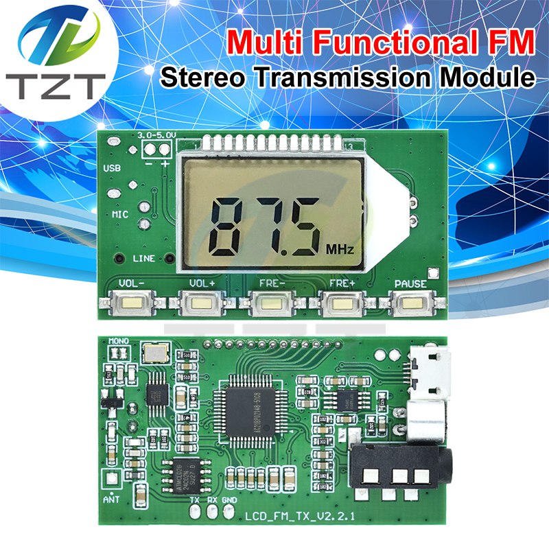 FM Transmitter Module FM Stereo Digital Transmitter Wireless Microphone Microphone Board 3V-5V FM Module 87.0MHz-108.0MHz