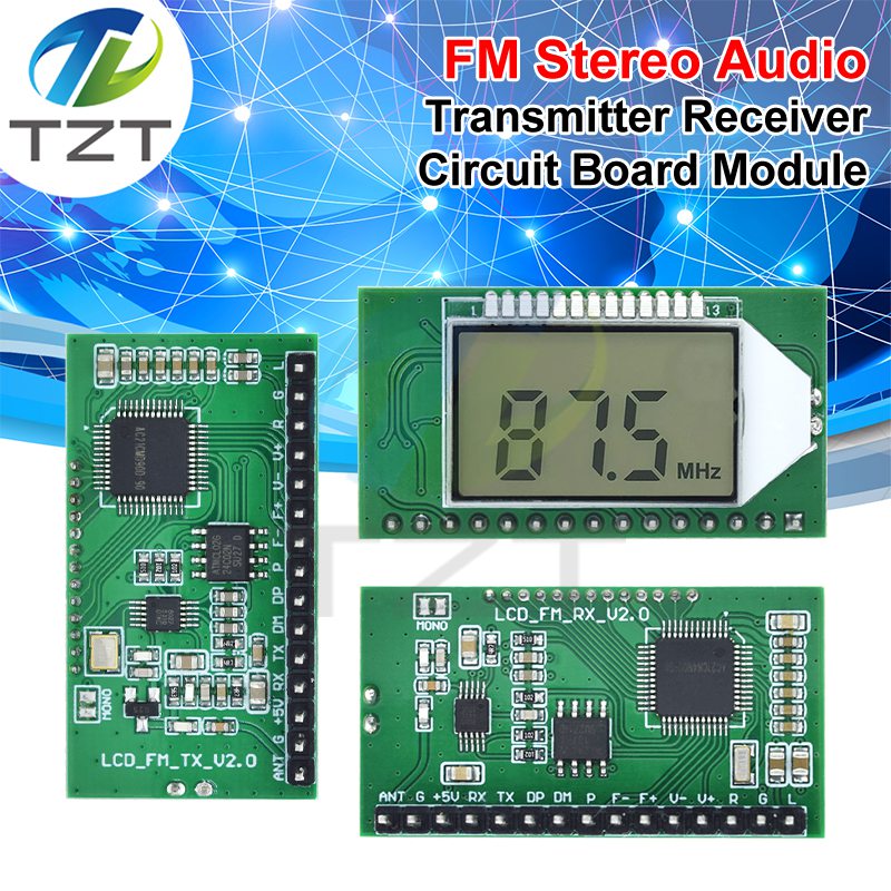 87-108MHZ Digital FM Receiver Module Radio Transmitter Wireless Microphone Stereo Board Digital Noise Reduction LCD Display