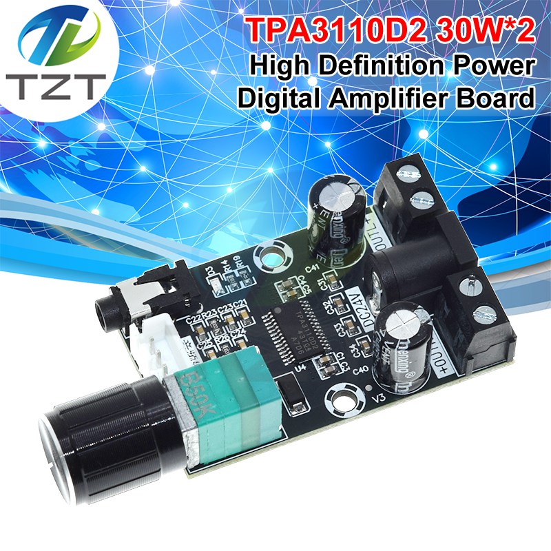 TZT XH-A240 DC8-26V TPA3110D2 Audio Amplifier Board Module 30W+30W Universal HD Small Digital Amplifier Board