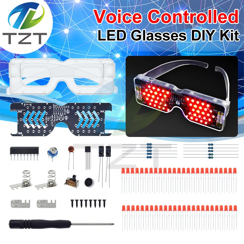 DIY LED Glasses Electronic Kit DIY Soldering Project Practice Solder Assembly Sound Control Diode Flash Light Eyeglasses