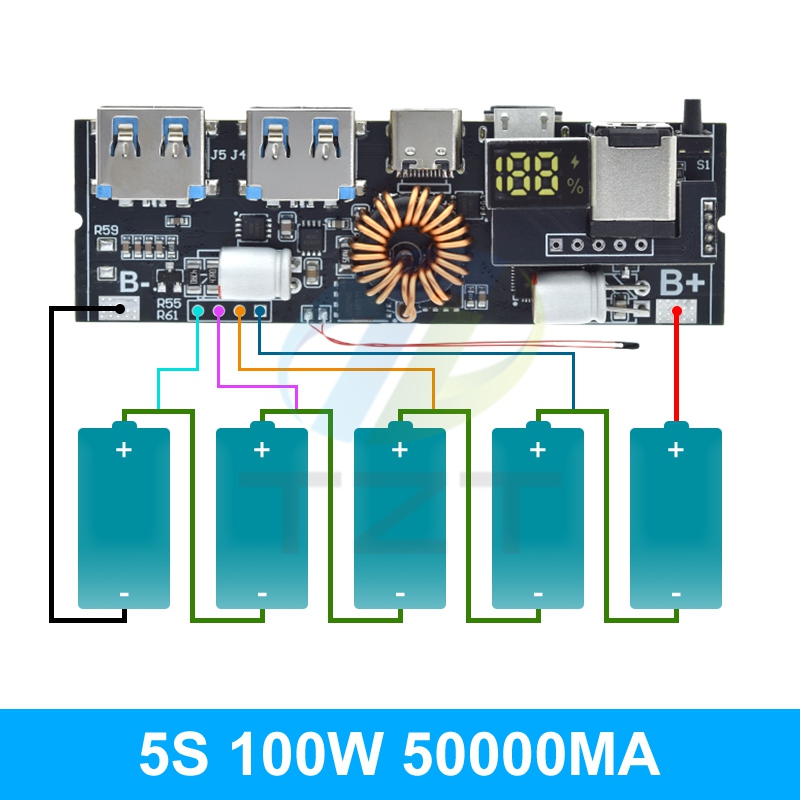 TZT QC4 0 QC3 0 LED Dual USB PD Fast Charge 5A 100W Micro Type C USB 
