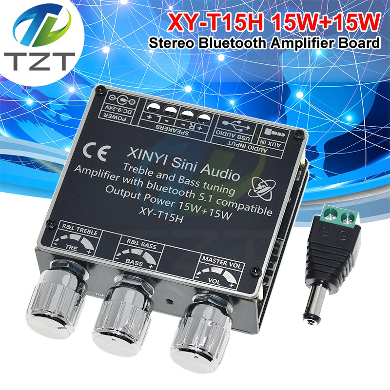 XY-T15H Bluetooth 5.1 digital power amplifier board module 15W+15W 2.0 channel stereo AMP Board For DIY wireless speaker