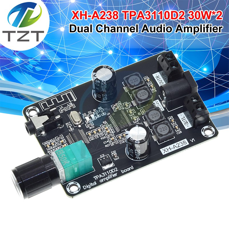 DC12-24V XH-A238 Universal Amplifier Board Bluetooth 5.0 TPA3110D2 Audio Amplifier Dual Channel 30W*2 HiFi Stereo Home Amplifier