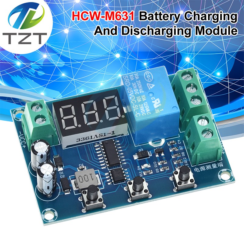 HCW-M631 Battery Charge Discharge Module DC 6-40V Integrated Voltmeter Undervoltage Overvoltage Protection Timing Discharge Board