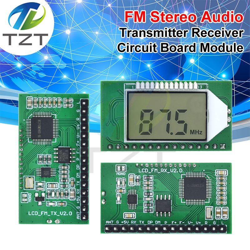 87-108MHZ Digital FM Receiver Module Radio Transmitter Wireless Microphone Stereo Board Digital Noise Reduction LCD Display