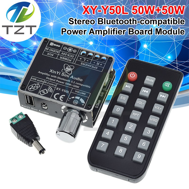 XY-Y50L Stereo BT Bluetooth-Compatible 5.1 AUX USB Audio Digital Power Amplifier Board Module 50W+50W Infrared Remote Control