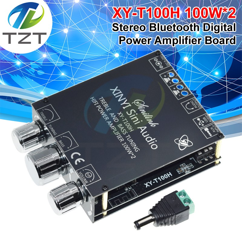 100W+100W TPA3116D2 Bluetooth 5.0 Power Subwoofer Audio Amplifier Board Home Theater HIFI Stereo audio amplifier AMP T100H AUX