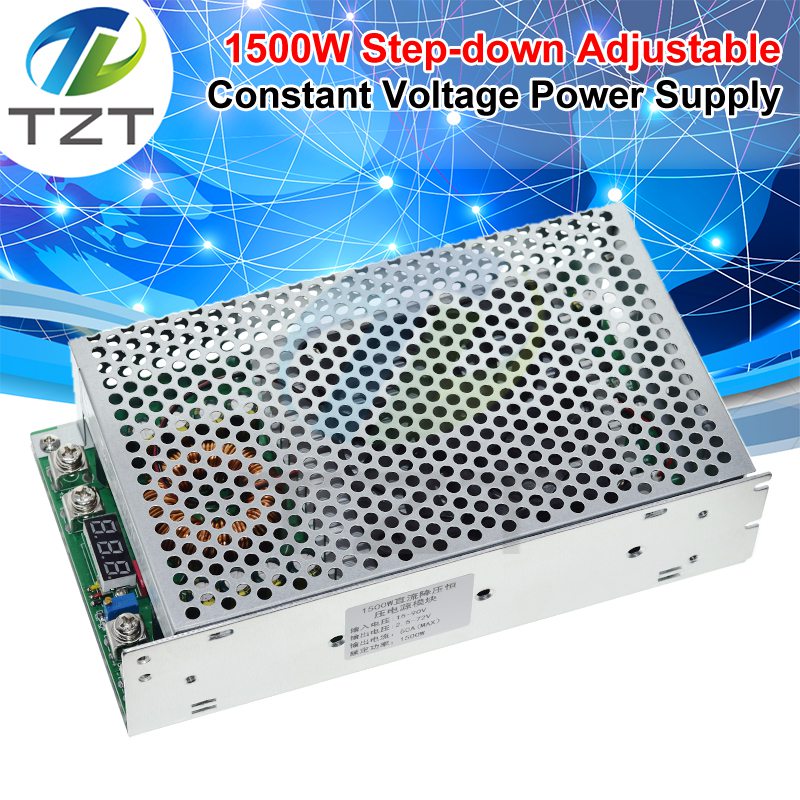 50A 1500W DC 15-90V To 2.5-72V Step-Down Power Module Adjustable Regulated Voltage Power Supply Buck Converter With Voltmeter