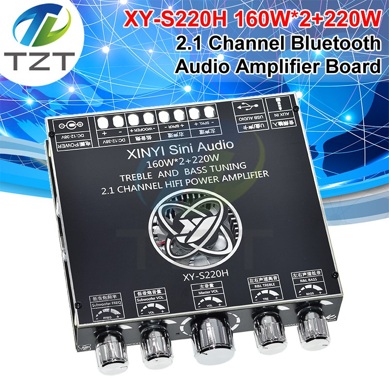 XY-S220H 160W*2+220W TDA7498 Bluetooth Subwoofer Power Amplifier Board 2.1 Channel Hifi Class D Audio Power Amplifier Board