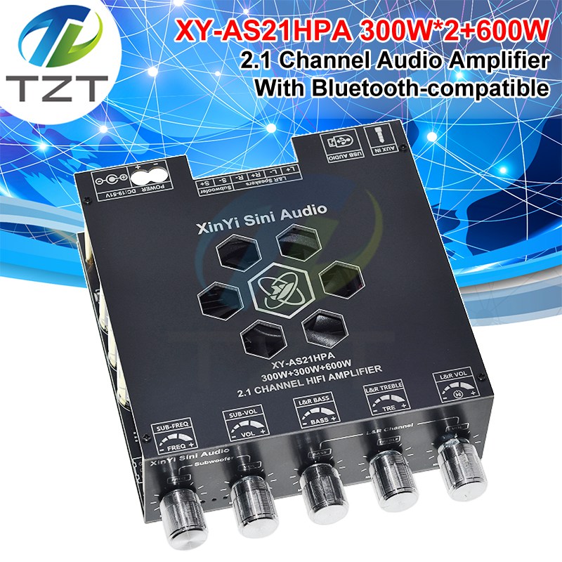 XY-AS21HPA Bluetooth High-Power Digital Amplifier Board 2.1 Channel Subwoofer 300W*2+600W Dual TPA3255 Amplificador
