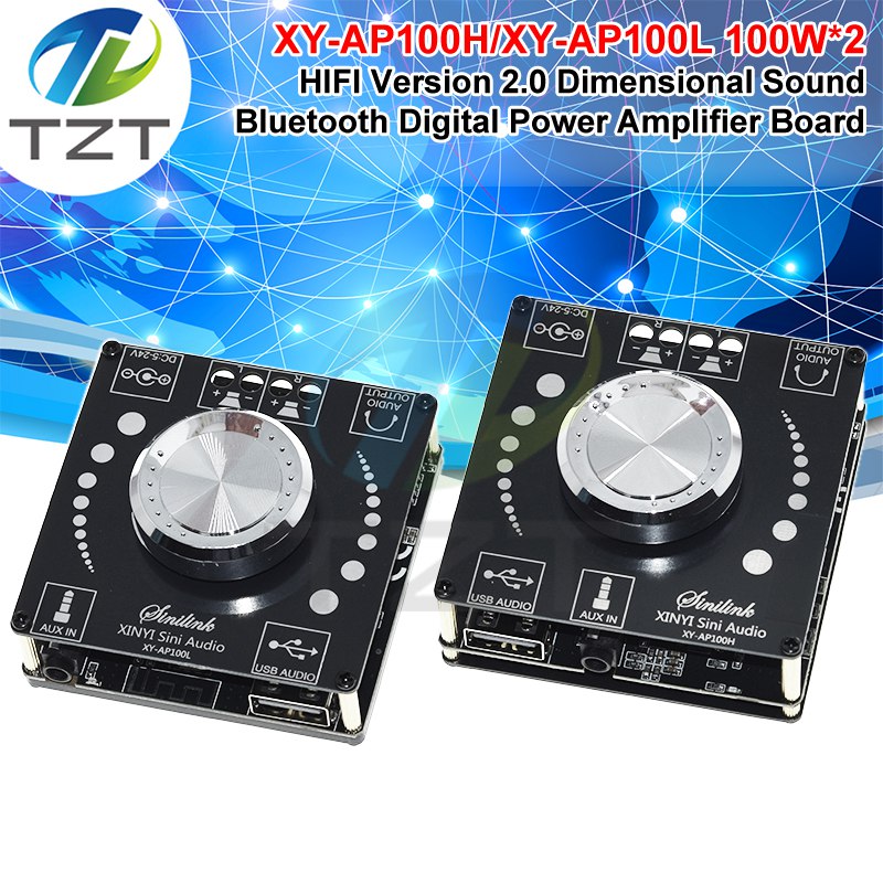 XY-AP100H 100W+100W Dual TPA3116D2 Bluetooth 5.0 Stereo Audio Digital Power Audio Amplifier Board AMP Amplificador AUX USB APP