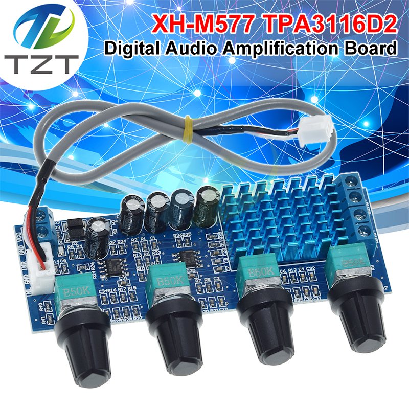 XH-M577 TPA3116D2 Audio High Power Tone Op Amps DC 12-24V Dual-channel Stereo 2 X 80W Digital Amplifier Board