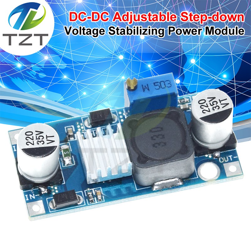 DC 7-32 To 1.5-30V 3A 30W DC-DC Adjustable Step-Down Power Module Synchronous Rectification Over LM2596 With Heat Sink