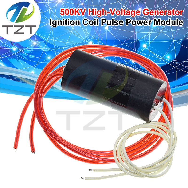 TZT 500KV 500000V Boost Step Up High-Voltage Generator Ignition Coil Pulse Power Module Igniter DC 6V-12V High Voltage Generator