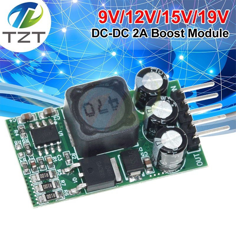 TZT Ultra-Small Size DC-DC Boost Module DC 2.7V-15V To 9V 12V 15V 19V 2A Step-Up Power Module For DIY Solar Charger Lithium Battery