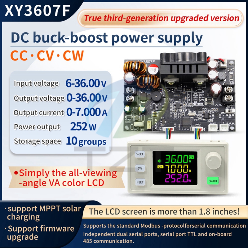 XY3607F NC lift voltage DC adjustable power supply Constant voltage constant current solar charging 7A/252W
