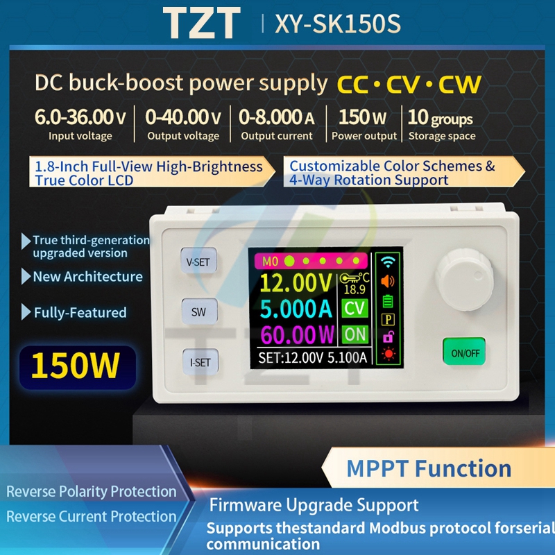 SK150S Digitally Controlled Step-Up/Step-Down DC Adjustable Regulated Power Supply with Constant Voltage and Constant Current, Solar Charging Module 8A 150W