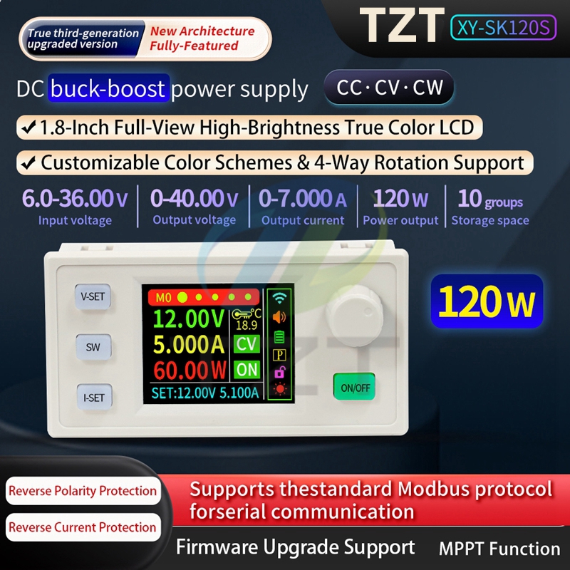 SK120S Digitally Controlled Step-Up/Step-Down DC Adjustable Regulated Power Supply with Constant Voltage and Constant Current, Solar Charging Module True Third Generation