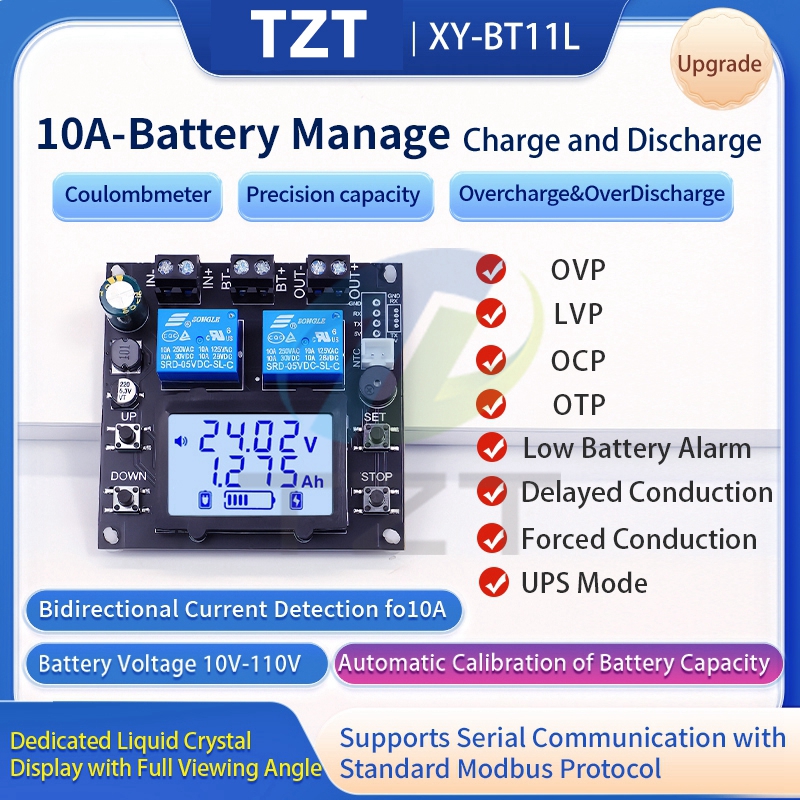 Coulombmeter 10A automatic battery charge and discharge management lithium battery charge and discharge protection bidirectional current detection