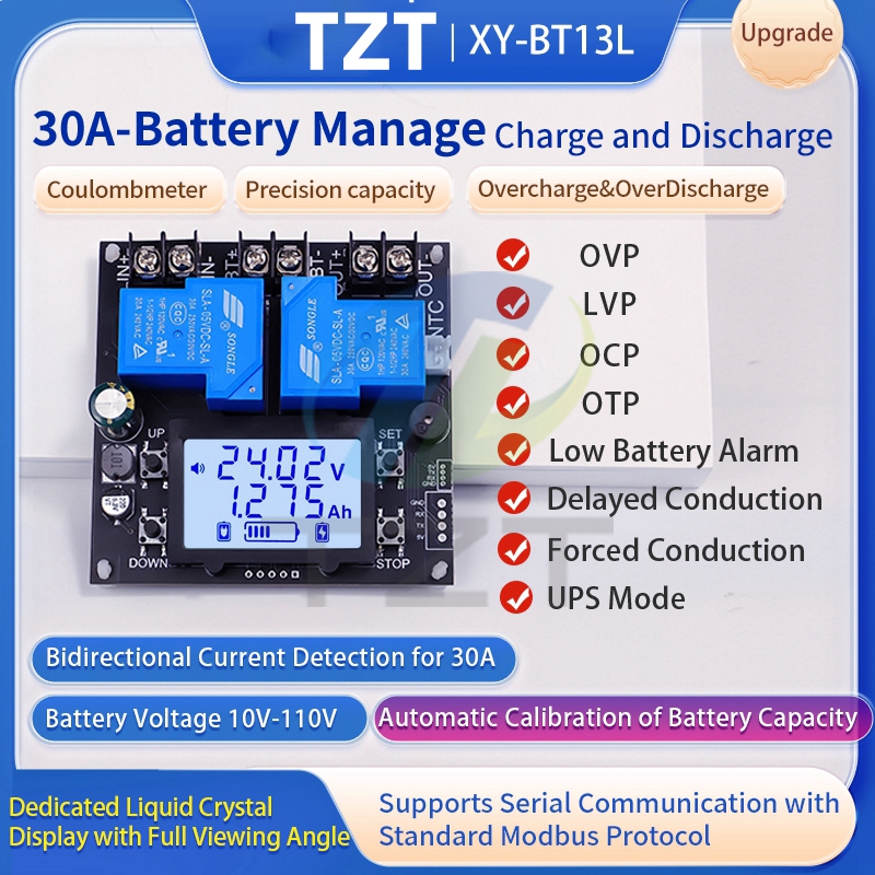 Coulommeter 30A automatic battery charge and discharge management Lithium battery charge and discharge protection bidirectional current detection