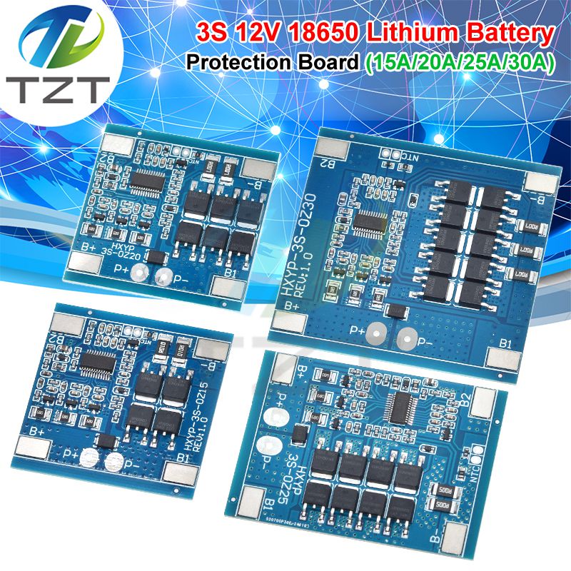 3S 12V 15A 20A 25A 30A BMS 18650 Lithium Battery Protection Board 11.1V 12.6V Anti-Overcharge Balance And Temperature Control