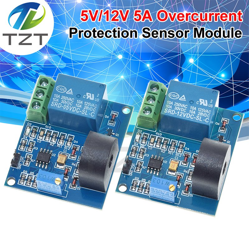 5A Overcurrent Protection Relay Module AC Current Detection Board 12V/5V Relay ZMCT103C Current Transformer
