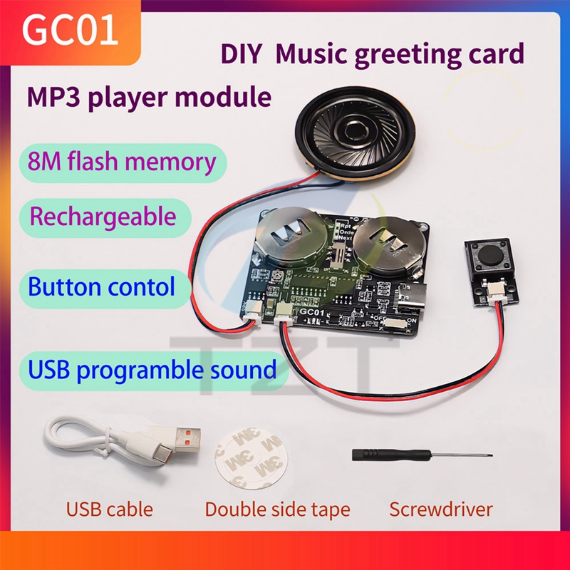 Recording greeting card movement Creative Gift box Christmas birthday card Music cover wall MP3 Download voice module
