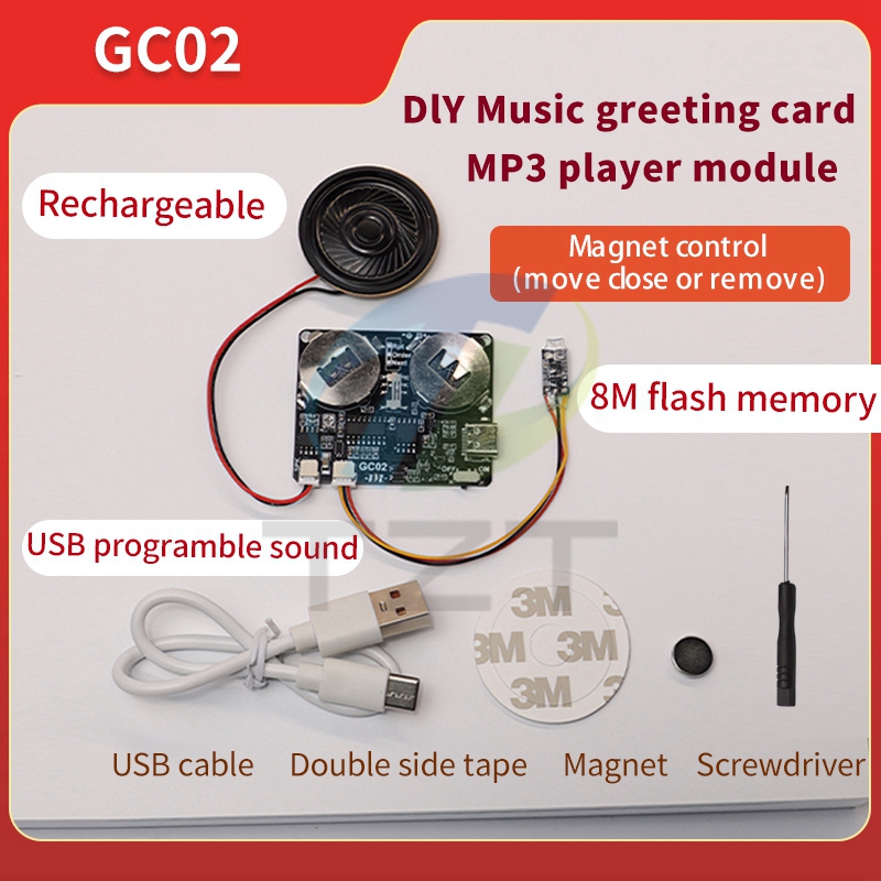 Recording card movement DIY creative gift music module MP3 Download voice play Christmas birthday card