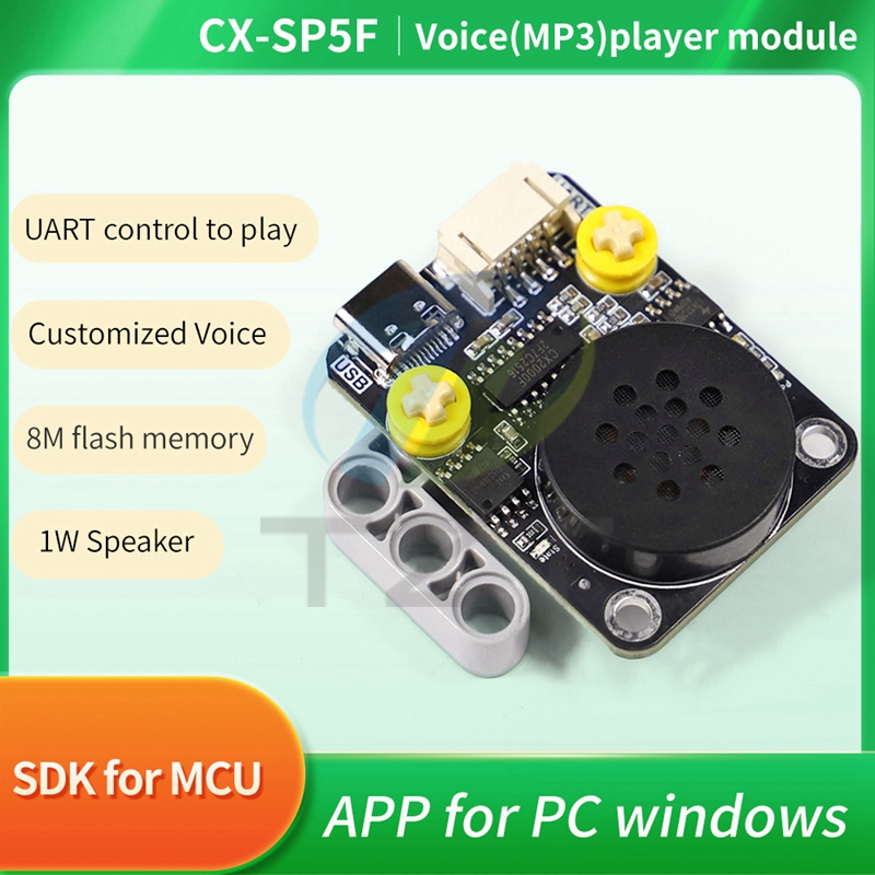 MP3 voice player module UART serial port control intelligent voice broadcast compatible with electronic building block music SP5F