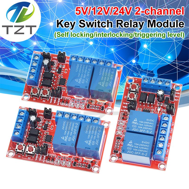 2 keys Self-locking Interlock One Of Three Options Relay Module High-low Trigger 5V12V24V With Switch Light