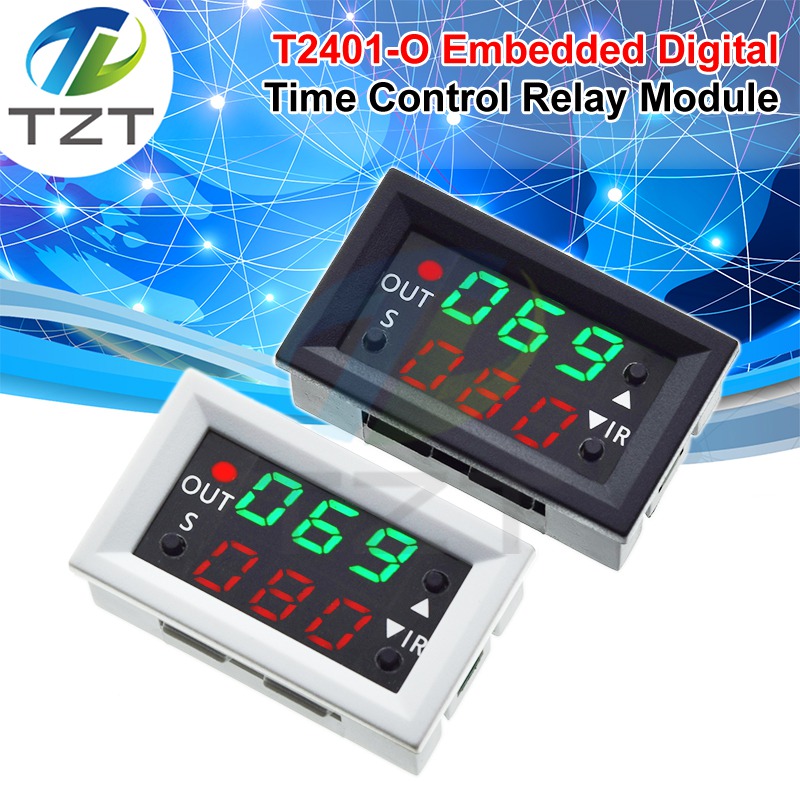 T2401-O DC 12V Dual Display Time Relay Module Time Delay Relay Mini LED Digital Timer Relay Timing Delay Cycle Control Switch