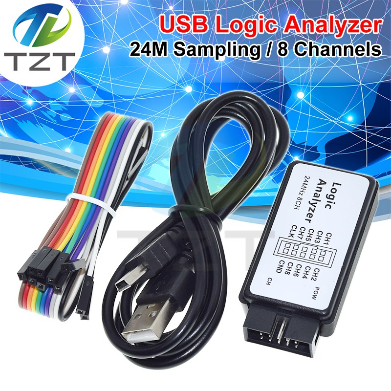 TZT USB Logic Analyzer 24MHz 8 Channel 24M/seconds Logic Analyzer Debugger For ARM FPGA Logic Analyzer Logic 24M 8CH