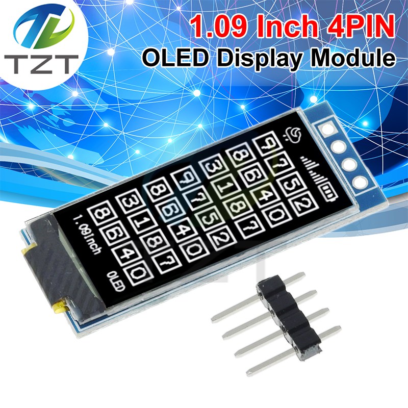 1.09 Inch OLED Display Module 128x64 White SSD1312 I2C 4 Pin Interface for Arduino Raspberry Pi, Low Power Wide View