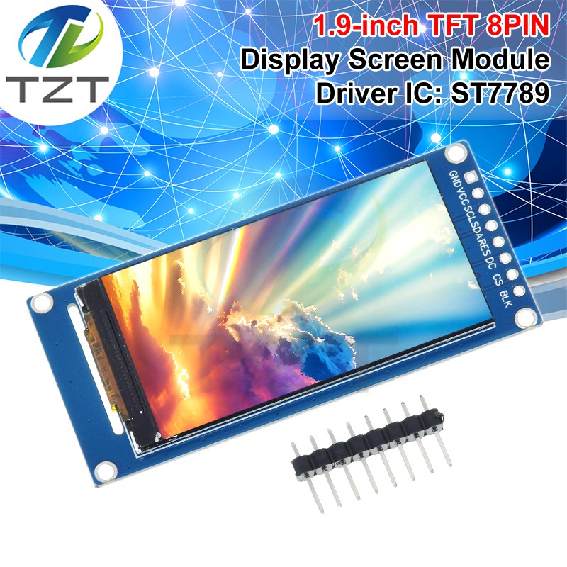 TZT New 1.9 Inch IPS Full Angle TFT Display Screen LCD Screen Color Display Module SPI Serial Port High-definition 170x320 ST7789