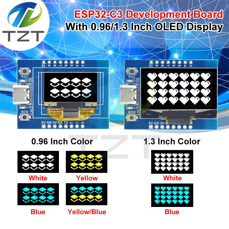 ESP32-C3 Development Board With 0.96 / 1.3 Inch OLED Display Module WiFi+Bluetooth LOT Module For Smart Home