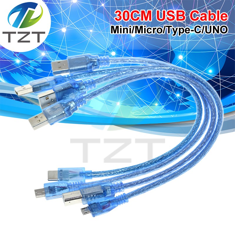 30CM USB Cable for Uno R3/Nano/MEGA/Leonardo/Pro Micro/DUE Blue High Quality A Type USB/Mini USB/Micro USB Cable For Arduino