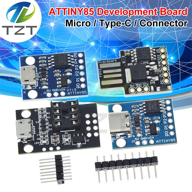TZT Blue Black TINY85 Digispark Kickstarter Micro Development Board ATTINY85 module for Arduino IIC I2C USB