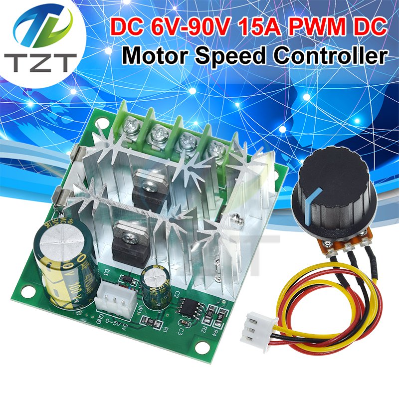 DC 6V-90V 15A DC Motor Speed Controller Stepless Speed Regulation Pulse Width PWM DC 12V 24V 36V 48V 1000W