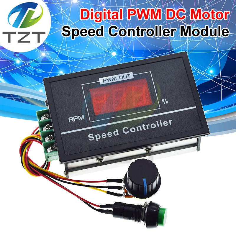 DC 6-60V 30A Digital LED Display 0-100% DC 12V 24V 48V Motor Speed Controller PWM with B100K Rotary Poteniometer Switch