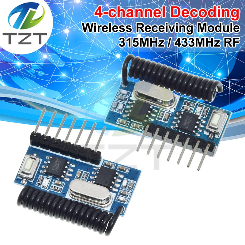 RX480E 315MHZ / 433MHZ RF Receiver Learning Code Decoder Module 315/433 Mhz Wireless 4CH Output For Remote Controls Encoding