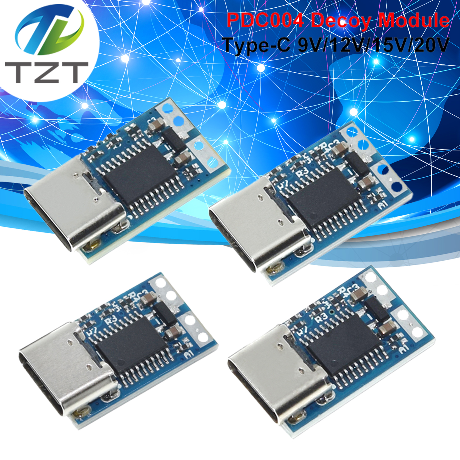 Type-C PD decoy module PD2.0 PD3.0 to DC DC trigger extension cable QC4 charger 9V 12V 15V 20V Fast Quick Charger Circuit Board